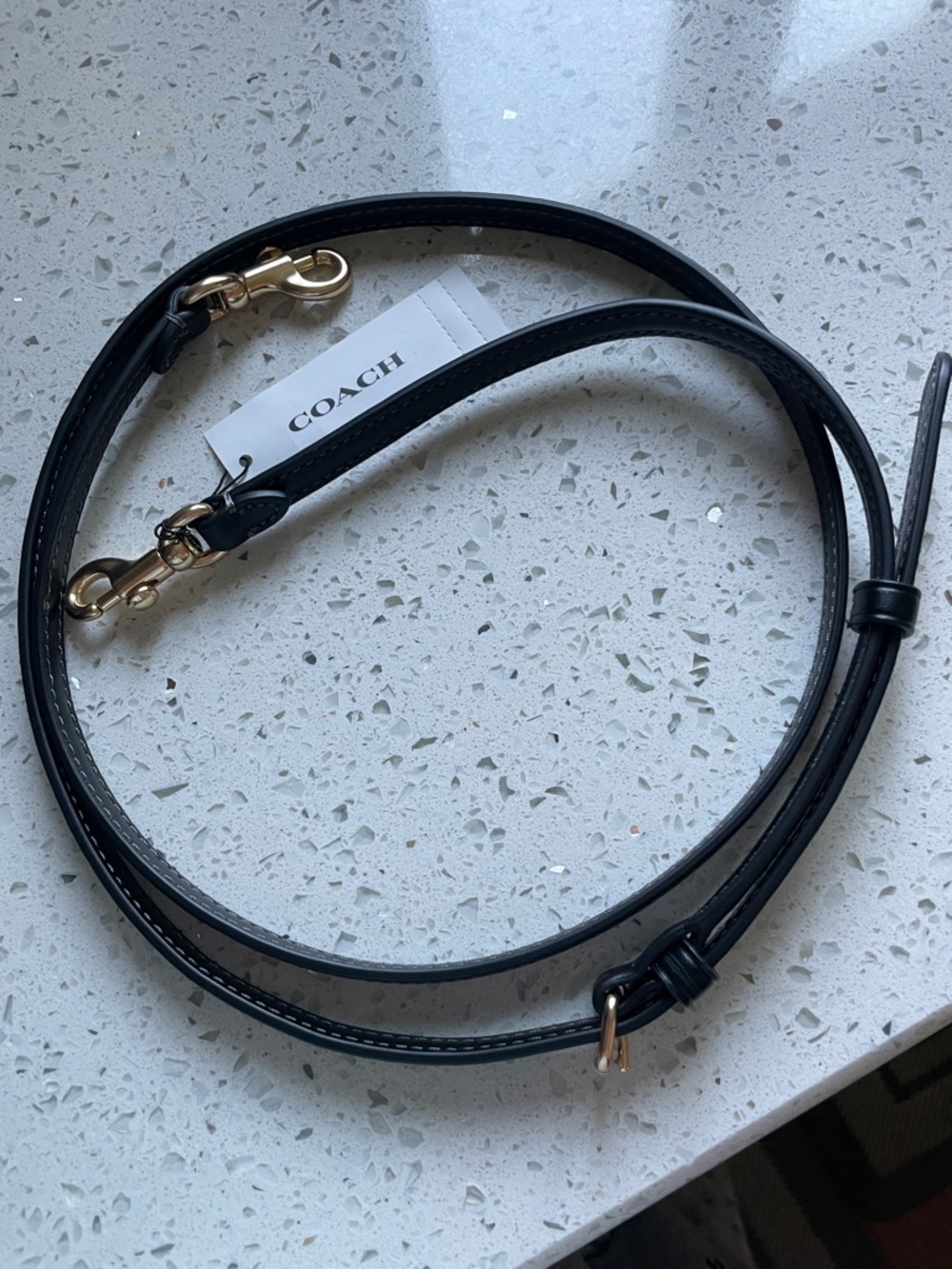 COACH Black Leather Shoulder Strap with Gold Hardware